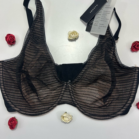 Natori Revive Full Fit Black Striped Lace Underwire Bra 36DDD NWT - Picture 1 of 4